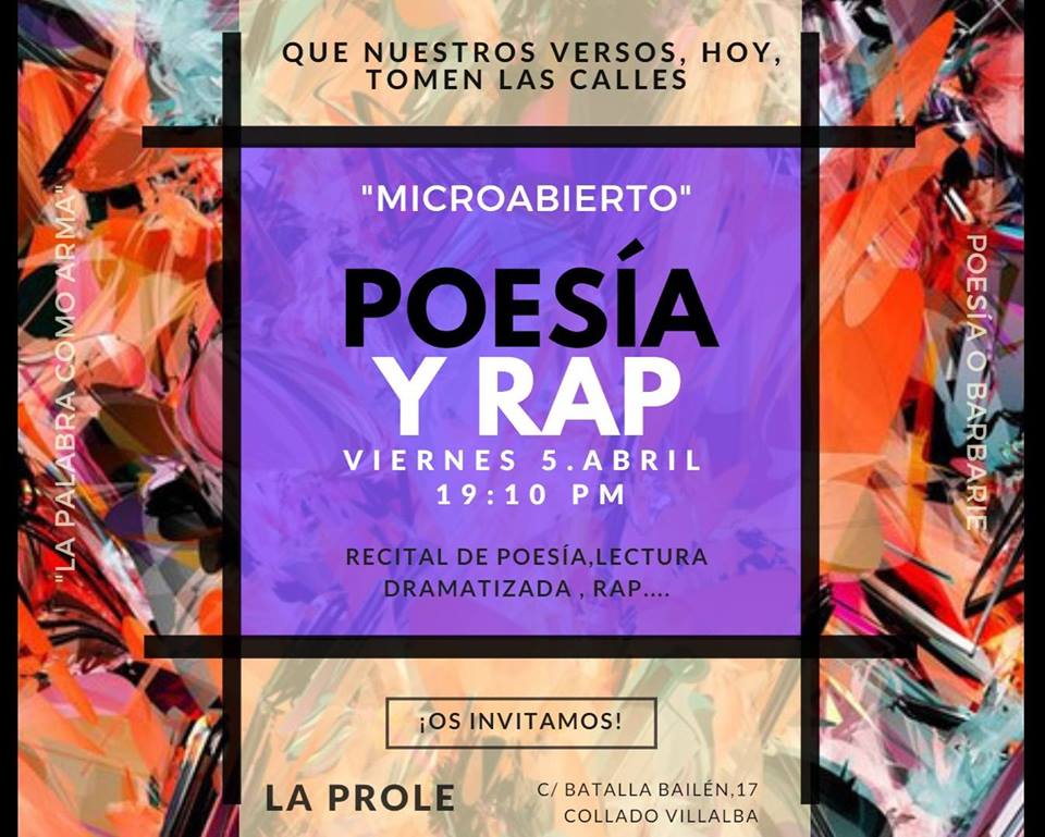 cslaprole's tweet image. Este viernes 5 de abril a las 19:10  la Prole realiza un "microabierto" de poesía, lectura dramatizada y rap para compartir juntxs nuestros versos,sacar lo que llevamos dentro. Puedes venir, recitar, rapear o simplemente a compartir  juntxs este momento.