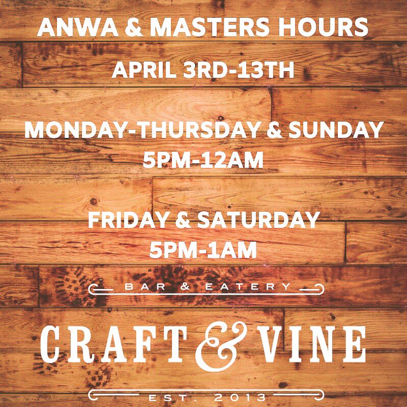 We’re very happy to extend our hours to join our hometown in welcoming our <a href="/anwagolf/">Augusta National Women's Amateur</a> &amp; <a href="/themasters/">The Masters</a> patrons. Cheers! ⛳️