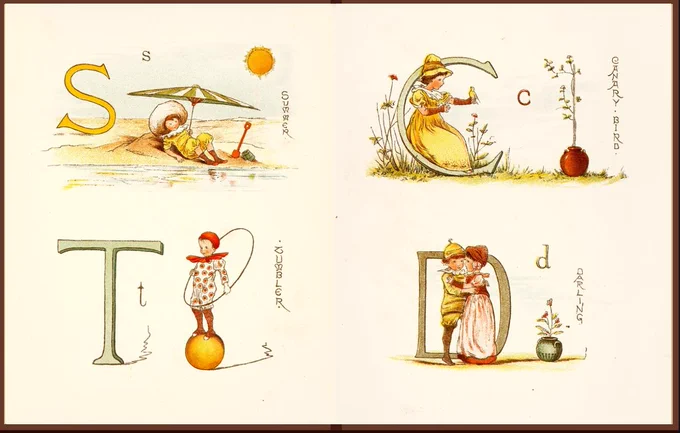 1886年のABC絵本の挿絵かわいい 