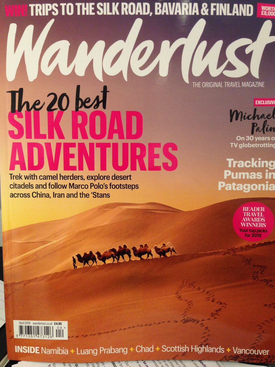 bradley_mayhew's tweet photo. My list of 20 Silk Road adventures looking great on the cover of Wanderlust magazine. Nice job @wanderlustmag! #silkroad https://t.co/KFeraeiWll
