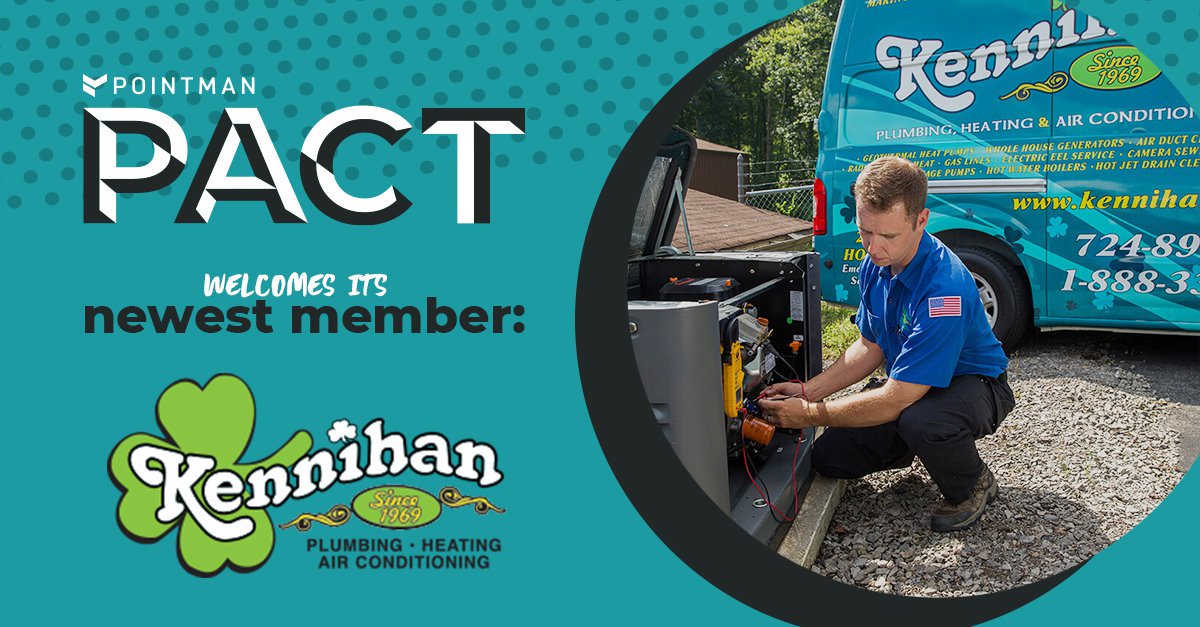 gopointman's tweet photo. We are thrilled to welcome Kennihan Plumbing & Heating (@KennihanH) Valencia, PA, as the newest member of Pointman PACT!
#Pointman #PointmanPACT #homeservices #hvac #hvaclife #heatingandcooling #plumbing #plumbinglife #electrical #software #softwarecompany #businesscoaching https://t.co/5HXlLIn9Co