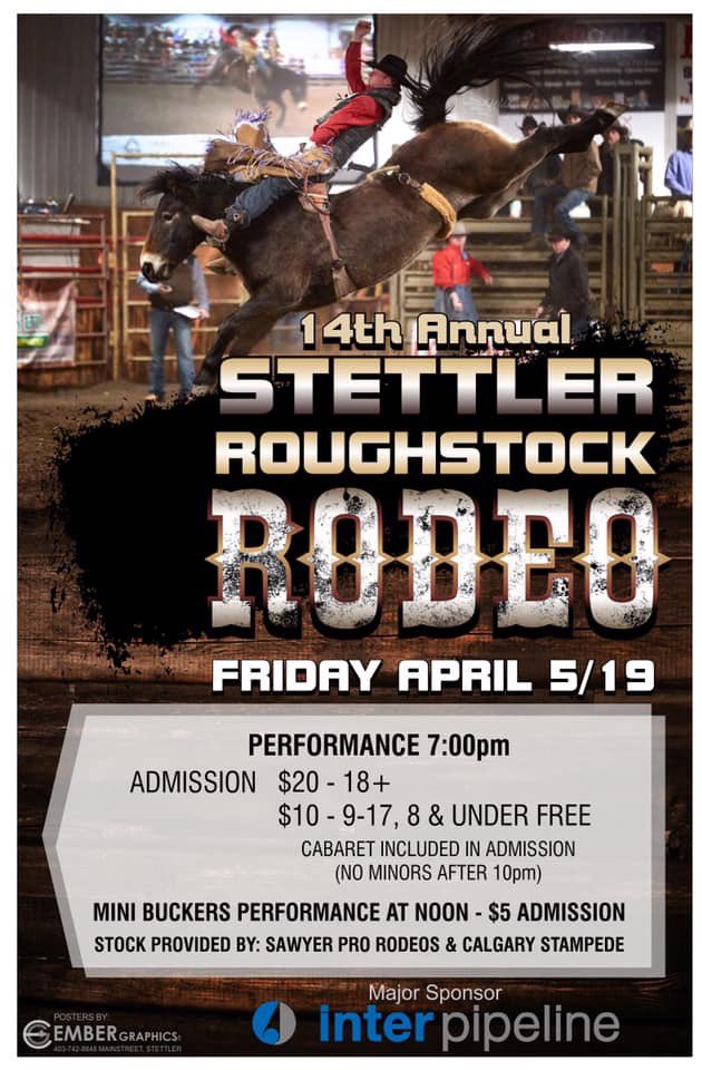 Who’s ready for rodeo season? The #StettlerAGSociett is hosting their 14th Annual Roughstock Rodeo this Friday April 5th! 

Mini Buckers @ noon with the Main Performance @ 7pm. Don’t forget to stay for the no minors allowed cabaret! #stettler #destinationstettler #explorestettler