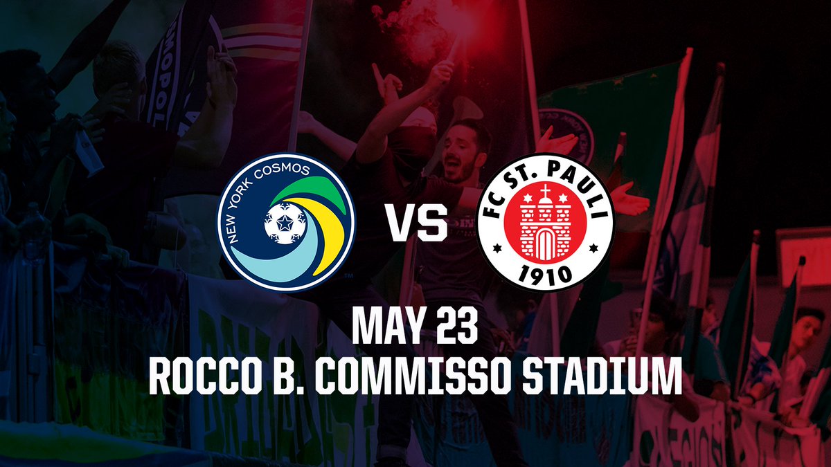 NYCosmos's tweet photo. A matchup you won't want to miss! 

#NYCosmos to host German club @fcstpauli on May 23: https://t.co/Da2hcGstrP https://t.co/32STsLSx78