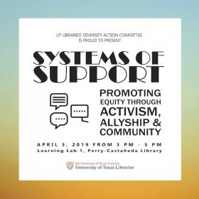 utlibraries's tweet photo. Learn how systems of support at UT can be utilized as scholars embark on their paths to success & how you can be involved in making UT a more supportive and inclusive environment, today @ 3p. #UTLSystemsOfSupport #utlsupportsyou #supportsystemsmatter https://t.co/XMo02h57t2 https://t.co/1k2uTu4gfU