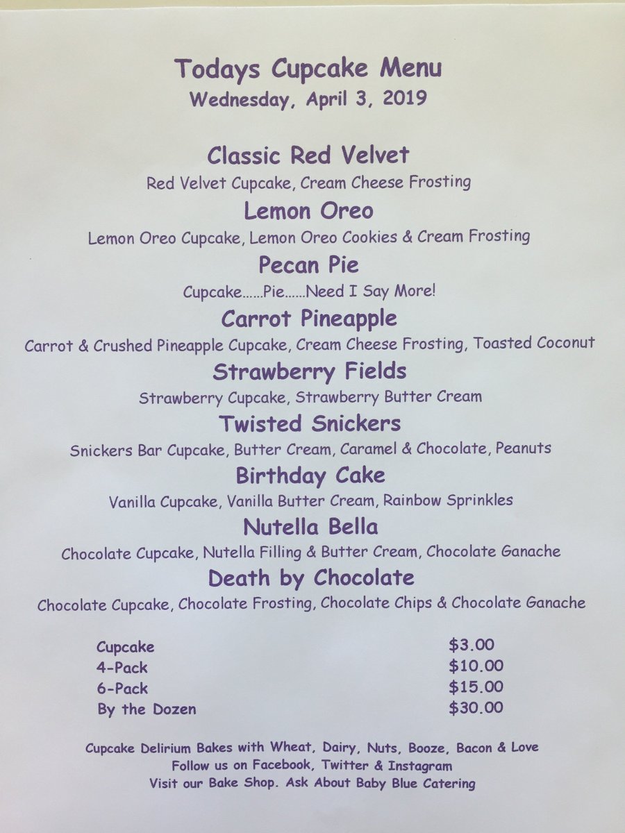 Cupcake menu! #southparkeats #cupcakes #foodtrucks