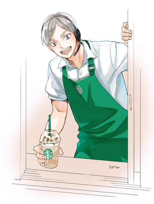 近所のすたばで働いててほしいあかあしとつっきーとスガさんとりえーふ
※あかーしとつっきーは過去絵
※業務内容はイメージです 