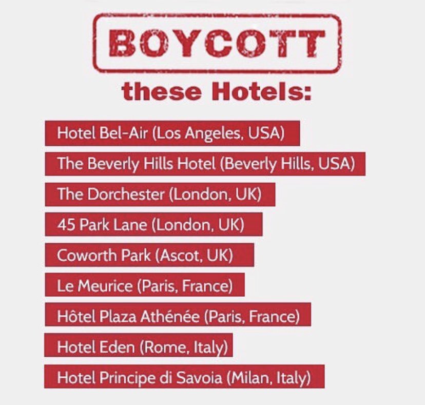 Today the country of #Brunei will begin punishing gay sex with death by stoning. This is so sad &amp; outrageous.

Below are the hotels owned by the #Sultan of #Brunei — #boycottthesehotels.