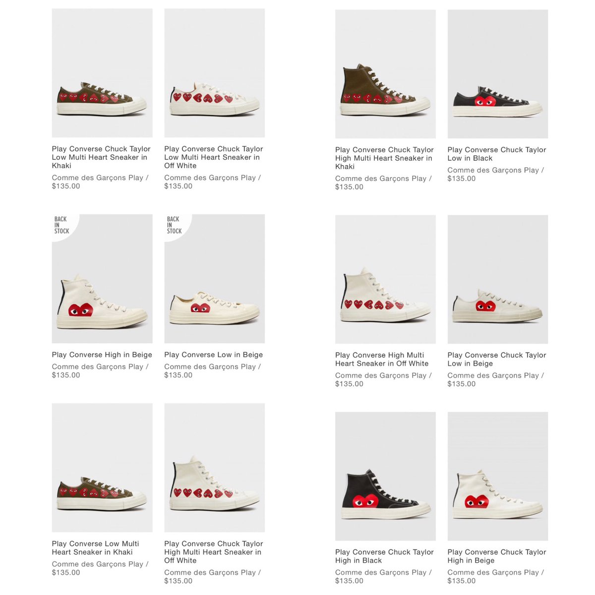 comme des garcons converse multi heart low