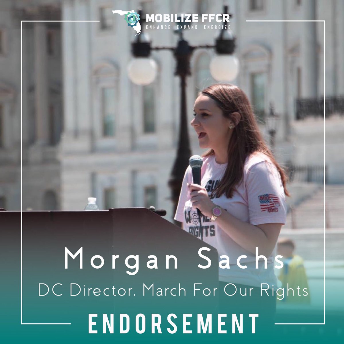 MobilizeFFCR's tweet photo. POW 💥 Blessed to have an endorsement from @morganbsachs. She KNOWS Mobilize supports 2A 💯 and has worked hand in hand with members of our ticket! As an alumnus of FAU, she knows Mobilize is the ticket for the job! #MobilizeFFCR #EnhanceExpandEnergize #Sayfie #Flapol https://t.co/SExEmXhGY3