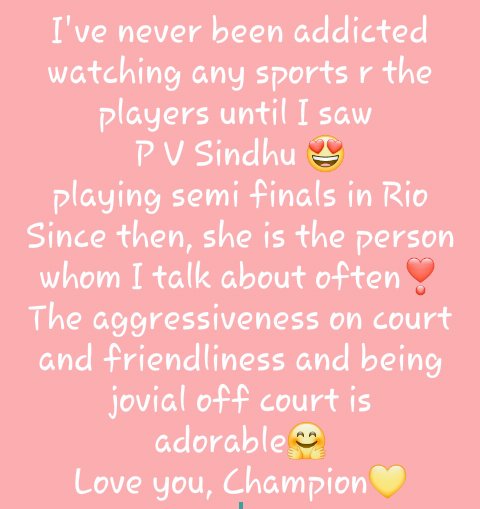 RajiR23's tweet photo. You are more than an inspiration @Pvsindhu1 
Loads of love, Champion! Wishing you only the best😍
Always no 1 in our hearts🔝
Nation's pride💪❤ https://t.co/Whuv4AmBjF