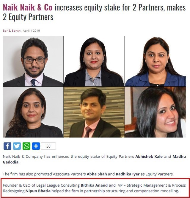 LegalLeagueIND's tweet photo. Legal League Consulting is pleased to steer the winds of change and proud to see our Founder &amp; CEO Ms. Bithika Anand and VP Nipun Bhatia featured in Bar &amp; Bench for their work towards Partnership Structuring and Compensation Modelling.
 
https://t.co/bGHjf3CFz5 https://t.co/dKtCDfUvoJ