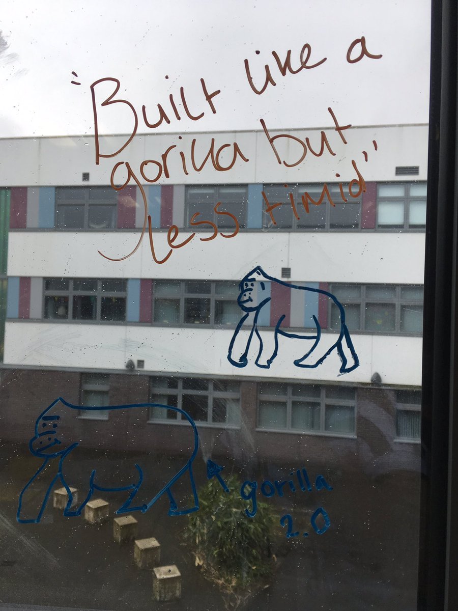 DumbartonEng's tweet photo. Rounding off this afternoon’s Revision Sessions with some window art!  @leven_da #maccaig #suffering #violence #futilityoflife https://t.co/JFpMQ5fzHD