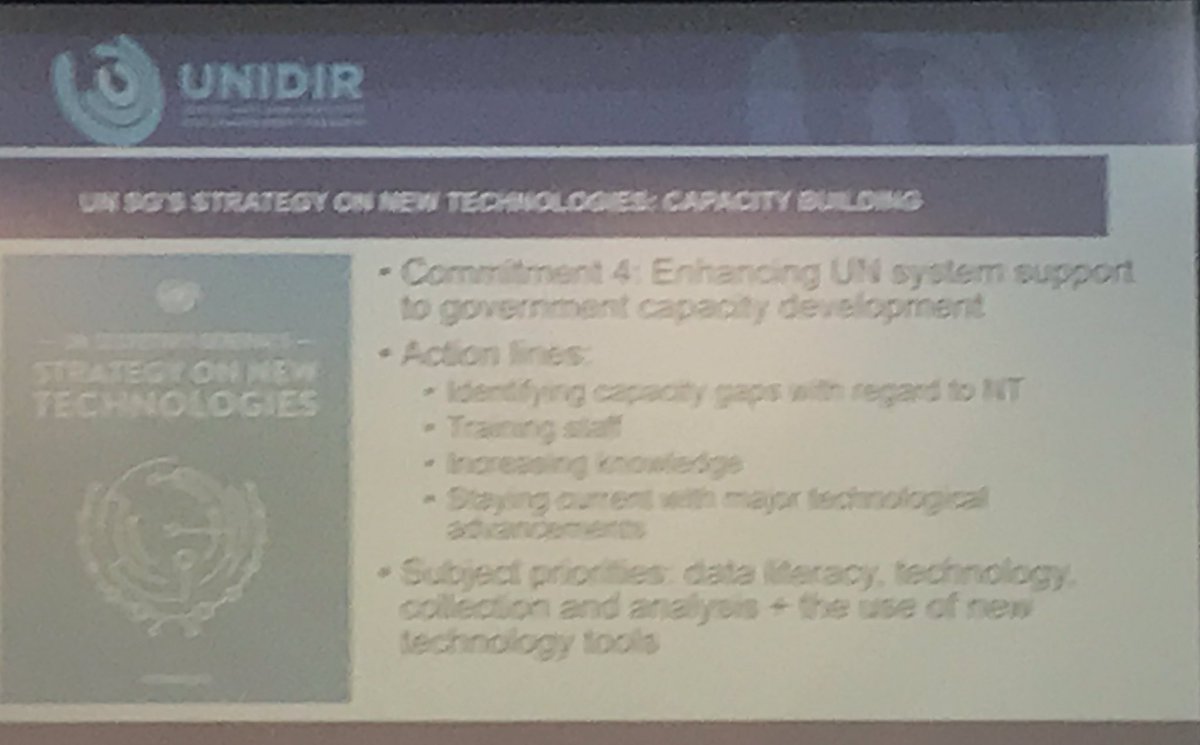 CatherineGvh's tweet photo. @UNIDIR @HelgDemidov explains #UN SGโs strategy on #NewTech #CB priorities at #GFCE working group meeting: #DataLiteracy #TechCollection & #analysis, the use of new #tech ๐ https://t.co/xvFWyqEEgK