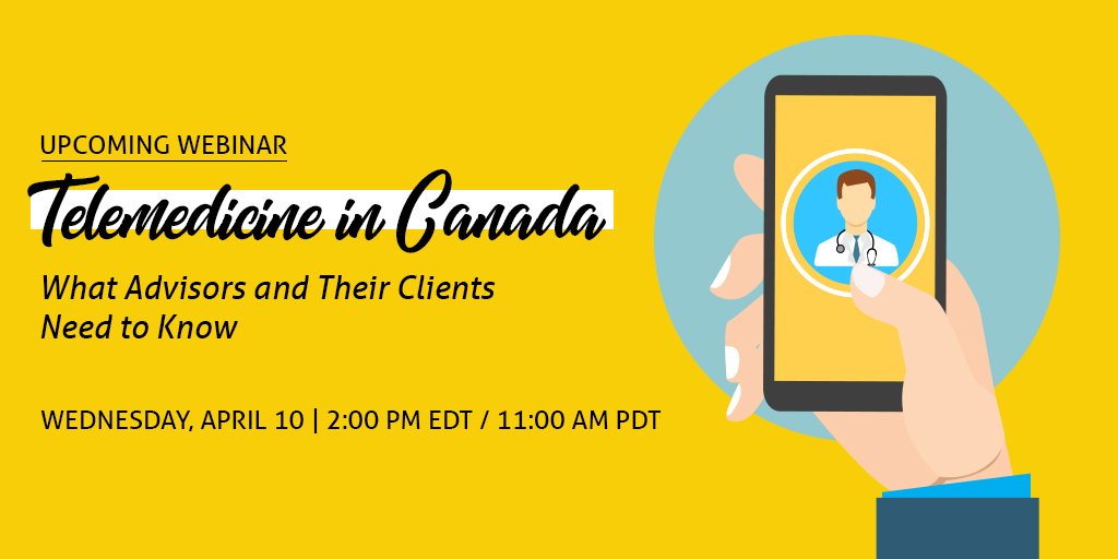 The #BBDWorkplace is hosting a #webinar alongside <a href="/tc_benefits/">Tim Clarke</a> all about #telemedicine in #Canada.

Join us on April 10th at 2:00 PM (EDT) / 11:00 AM (PDT) for a deep dive into this emerging #insurance trend!

Register now: ow.ly/iMqC50p0o5U

#telehealth #employeebenefits