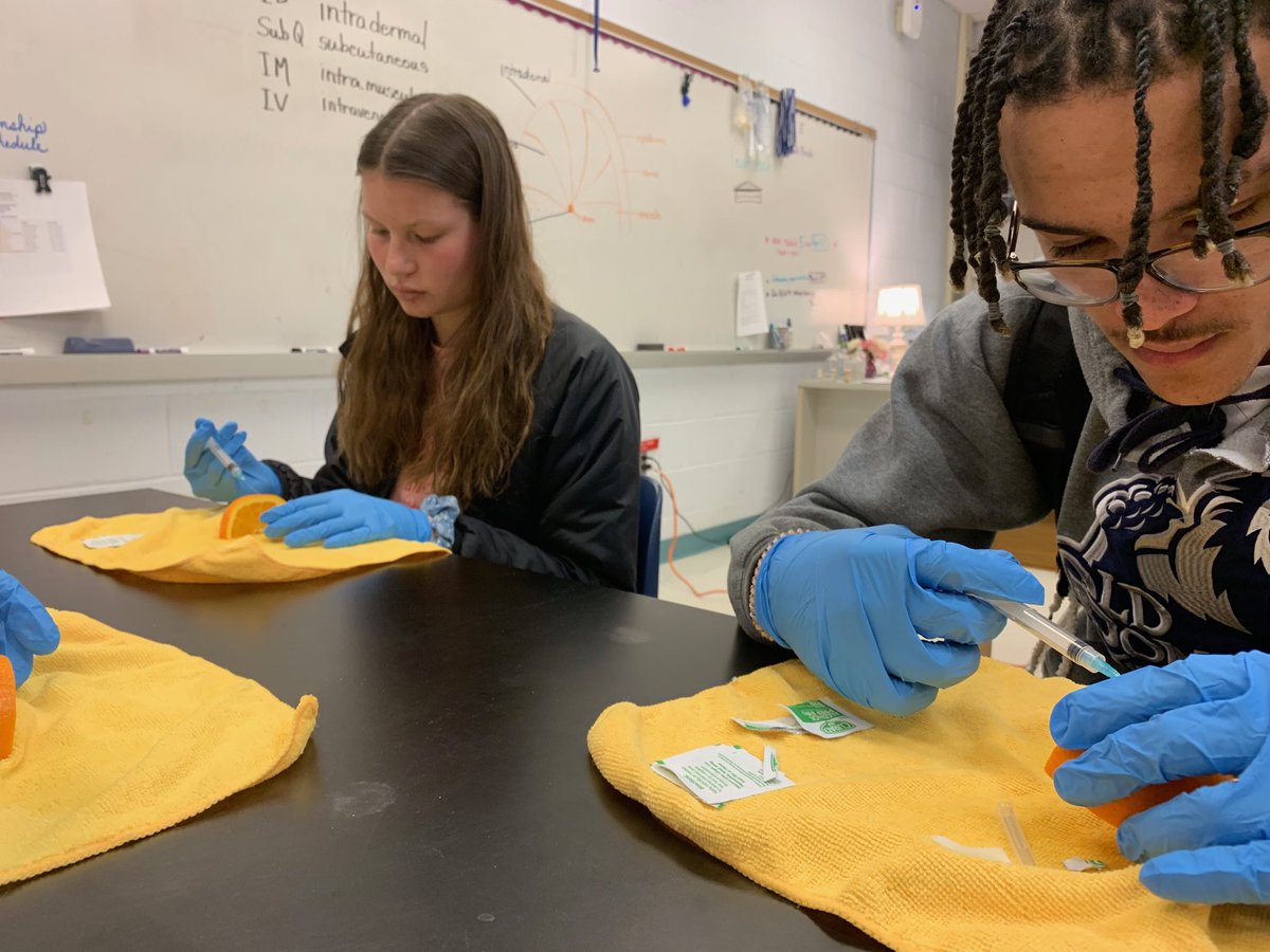 Pharmacy Tech students practice intradermal injections