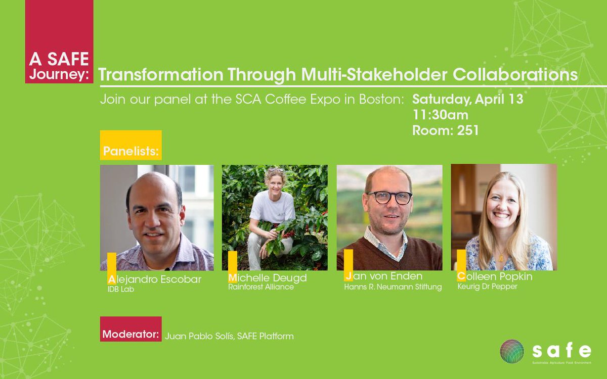 safe_platform's tweet photo. Will you be at the @SpecialtyCoffee #CoffeeExpo2019 next week? Join us on Saturday at 11:30 for a panel on the SAFE Journey. https://t.co/OsgNy5e7ND