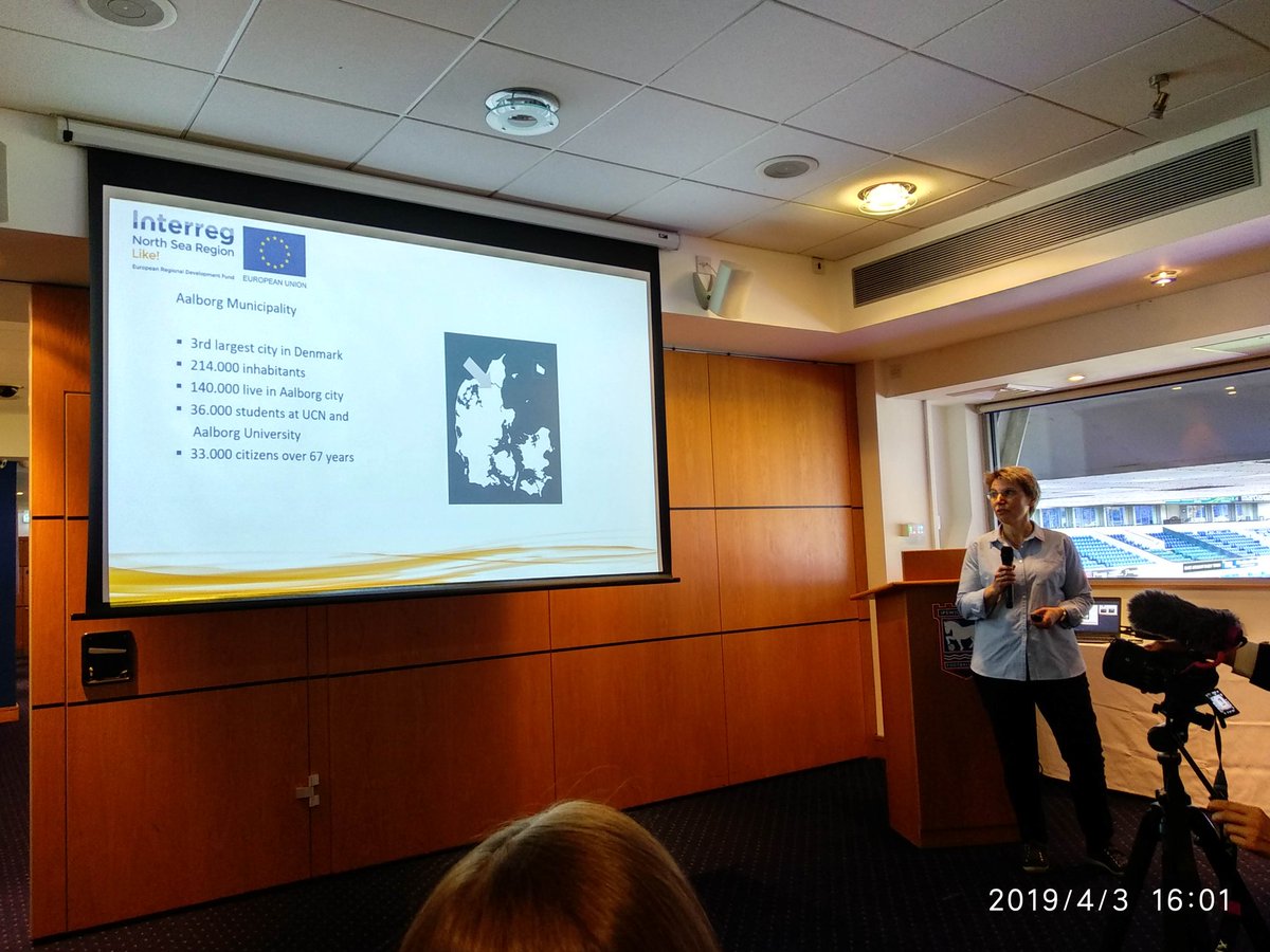 RenskeAtWork's tweet photo. @GretheFallesen being filmed when presenting the @AalborgKommune pilot "grannies" or #smartsenior 
@LikeNSRproject 
@NorthSeaRegion
#digifest19 #suffolk https://t.co/9iRxIV6NEm