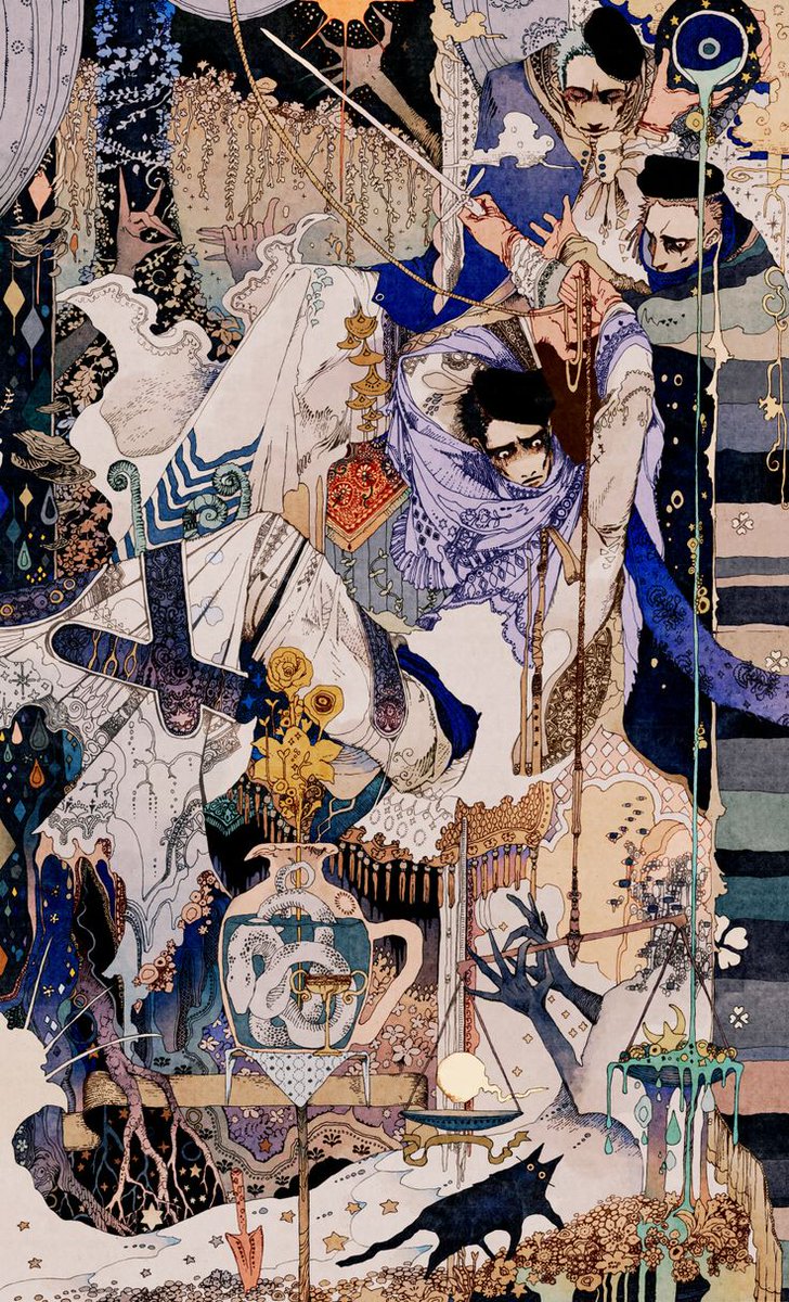 AZiHeron's tweet photo. "Golden Gravel" by Akiya Kageichi
#tpiotd #art #imagination #imagine #fantasy #sinister #poetic #poetry #visualpoetry #wonder #creative #creativity #storytelling #folktale #follore #legend #magic #magicain #symbolism #methaphor #color #familiar #serpent #cat #awesome #brilliant https://t.co/2hfjTxv4QB