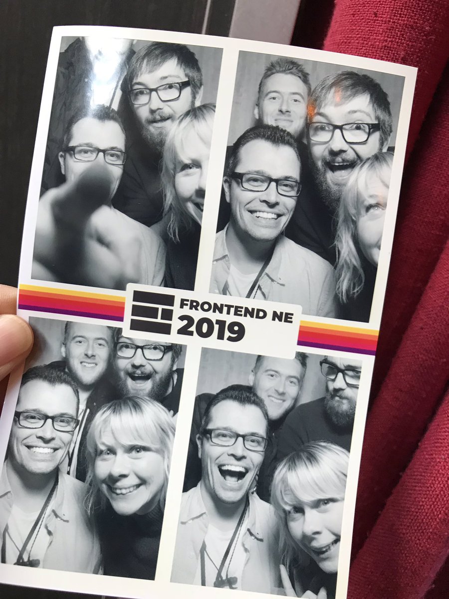 yousayjump's tweet image. JUMP team making use of the photobooth at #FrontEndNE Great day, excellent speakers 🤓