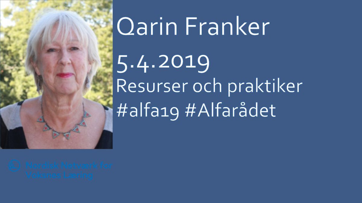 NVLDialogWeb's tweet photo. Qarin Franker berättar om resurser och praktiker i sin avslutande föreläsning på #alfa19 fredag 5.4. kl 9.30 CET. Du kan följa med live på konferensens youtube-kanal: https://t.co/bNP7UC6EcD https://t.co/JKZitutRvO