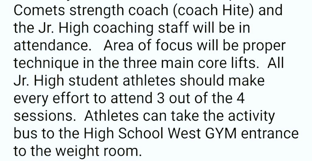 📣 Jr High Football Weight Training Clinic - 🌠🏈💪
🗓️ May 14, 16, 21, &amp; 23 
⏰3-4 pm
📍HS Weight Room 
<a href="/pennmanor/">Penn Manor SD</a>
<a href="/PennManorFBall/">Penn Manor Football</a>
@Marticville1
<a href="/DrDJE1/">Dana James Edwards</a>