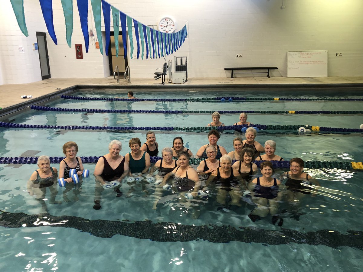 Happy #NationalWalkingDay! Join this group of ladies every weekday from 9:15-9:30 am for water walking with Lynda!