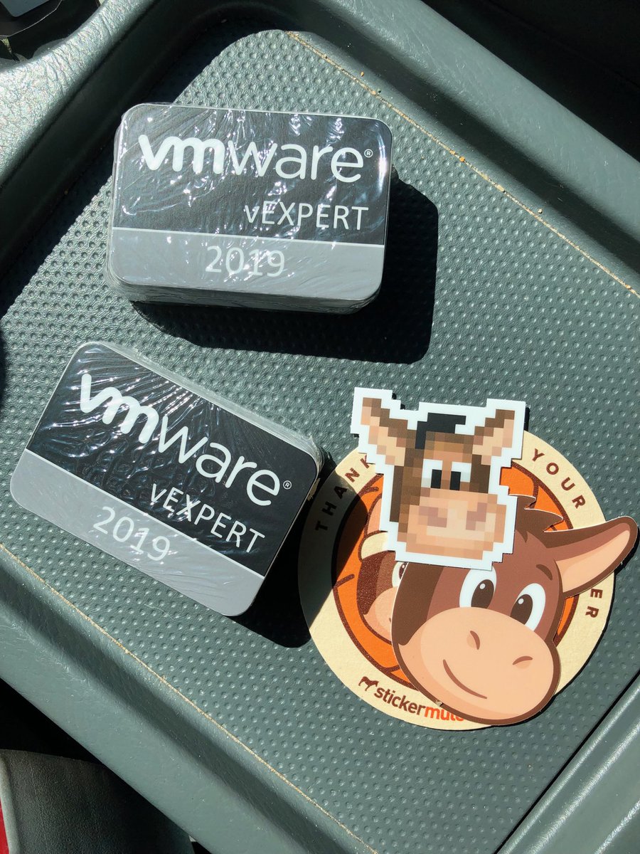 mabelard's tweet photo. Just got my shipment of vEXPERT stickers! They look great! f you are a vEXPERT and want one, come find me at a a Ohio or WPA VMUG event. If you are not a vEXPERT what are waiting for? Talk to or DM Ariel Sanchez! #vEXPERT2019 https://t.co/XzEbe8NuUx