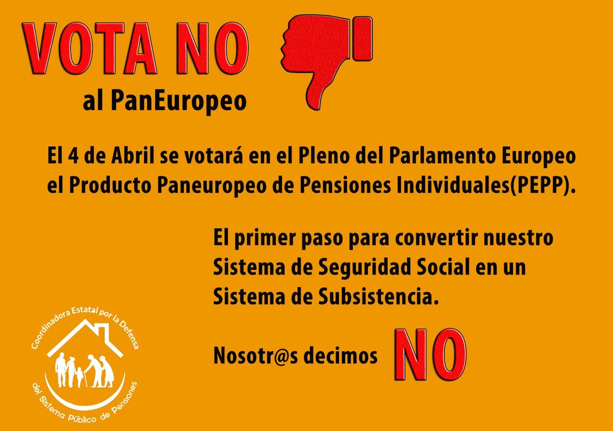 #NoPePP  #NoPaneuropeo  VOTE NO!!!!     <a href="/Stefan_Eck_MEP/">Stefan Bernhard Eck</a> <a href="/ErnstCornelia/">Cornelia Ernst</a>  <a href="/thaendel/">Thomas Händel</a>  <a href="/martina_michels/">Martina Michels</a> <a href="/schirdewan/">Martin Schirdewan</a> <a href="/helmutscholz/">Helmut Scholz</a>  @GabiZimmerMEP  <a href="/MartinSonneborn/">Martin Sonneborn</a>  <a href="/ATTAC_/">ATTAC Internacional</a> <a href="/pensionazo_no/">G. C. LA VOZ de LAS PLATAFORMAS</a> <a href="/Coorpenmadrid/">Coordinadora de Pensionistas Madrid</a>  <a href="/catalunya_marea/">MareaPensionistaCatalunya</a>
