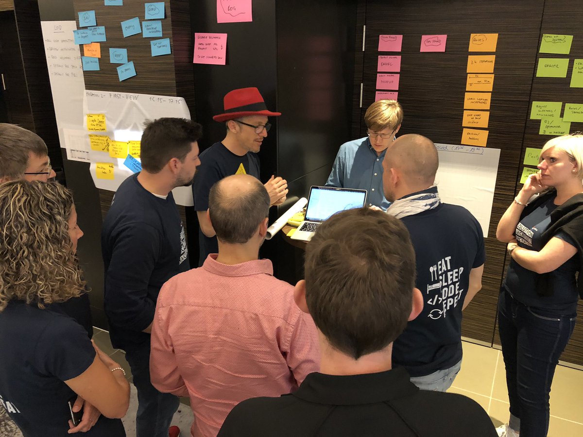 pkoerner81929's tweet photo. Sprint #2 done, Review in progress. First view &amp; first sound are completed. #RedHatHackathon #RedHat #lifeatredhat @pfuetz #redhatdach https://t.co/TlW8fNNDF1