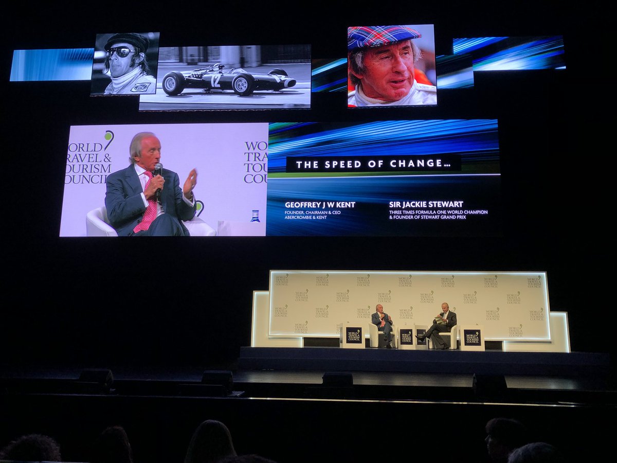 JetPinkVacation's tweet photo. FAVORITE keynote speaker Sir Jackie Stewart three times Formula One World Champion!  World Travel &amp; Tourism Council Global Summit 2019.  Interesting fact 1.8 billion fans watch F1 around the world. Twenty one venues around the world.  All that know me understand my passion of F1 https://t.co/lwxCLaWTCD