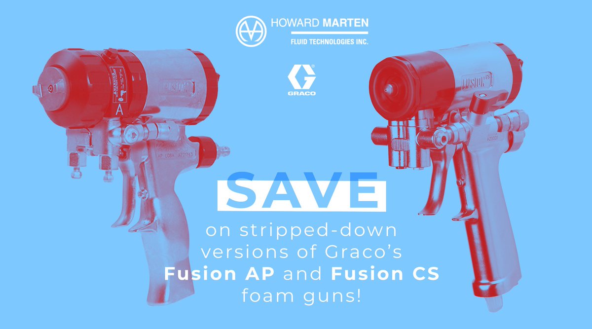 Until Jun 30th, #Graco is offering a stripped-down version of the Fusion AP &amp; CS Gun. Grab a back-up or replacement gun and SAVE up to $720 CDN! For more info, call or visit one of our 8 branches across Canada. tinyurl.com/yyjg53jz
#sprayfoam #coatings #polyurethane #polyurea