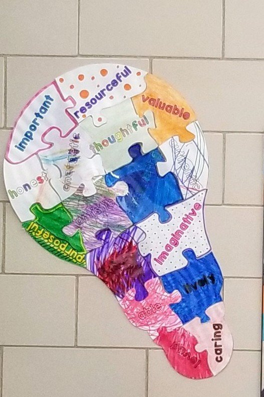 parkholmeroom7's tweet photo. Today we put together all of the pieces decorated by every class @ParkholmeSchool and created this display for #AutismAcceptanceMonth #SeeBeyondTheLabel https://t.co/WmfO1WUTvy