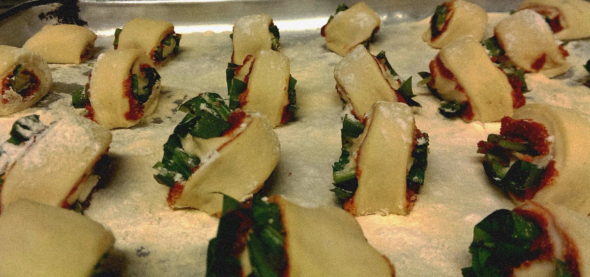 500restaurant's tweet photo. Tomato paste and wild garlic bread rolls ready to get into the oven for this evening service https://t.co/OnT4soDS2q