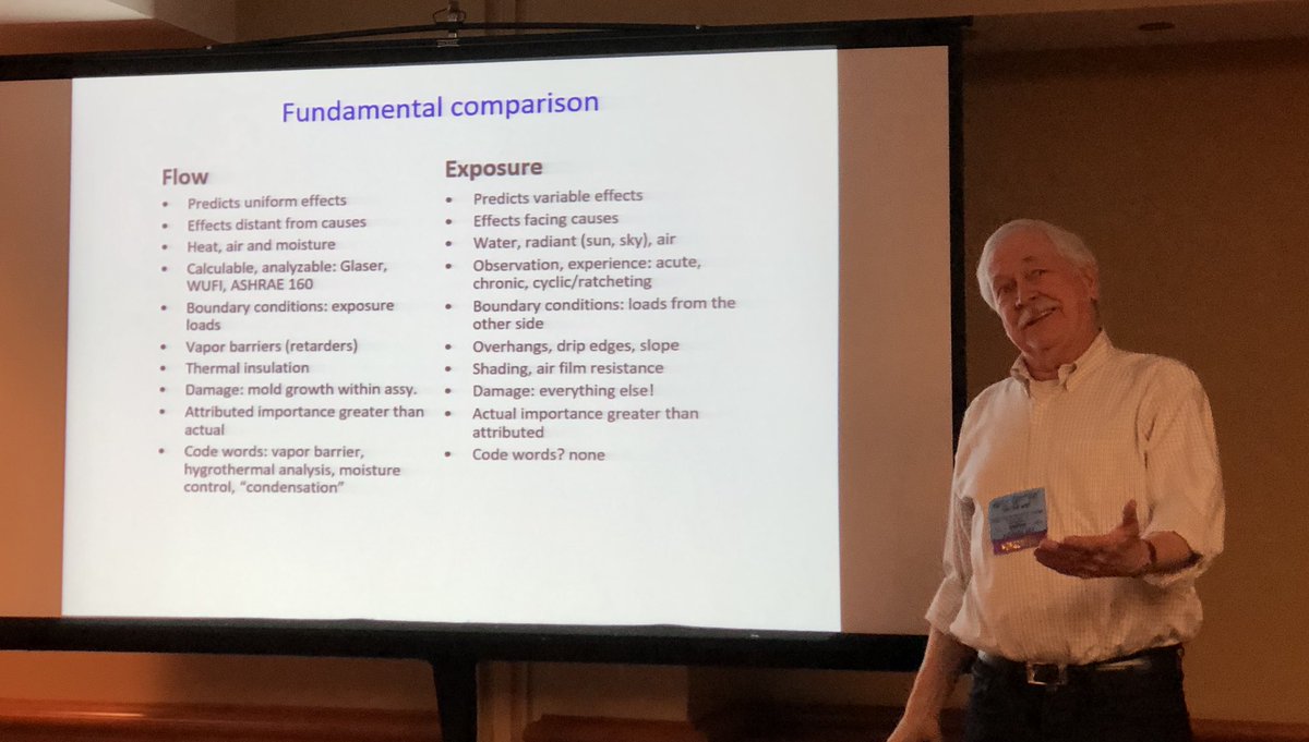 EnergyVanguard's tweet image. Bill Rose: Building science has a live affair with flows &amp;amp; exposure is relegated to boundary conditions. #HPC19