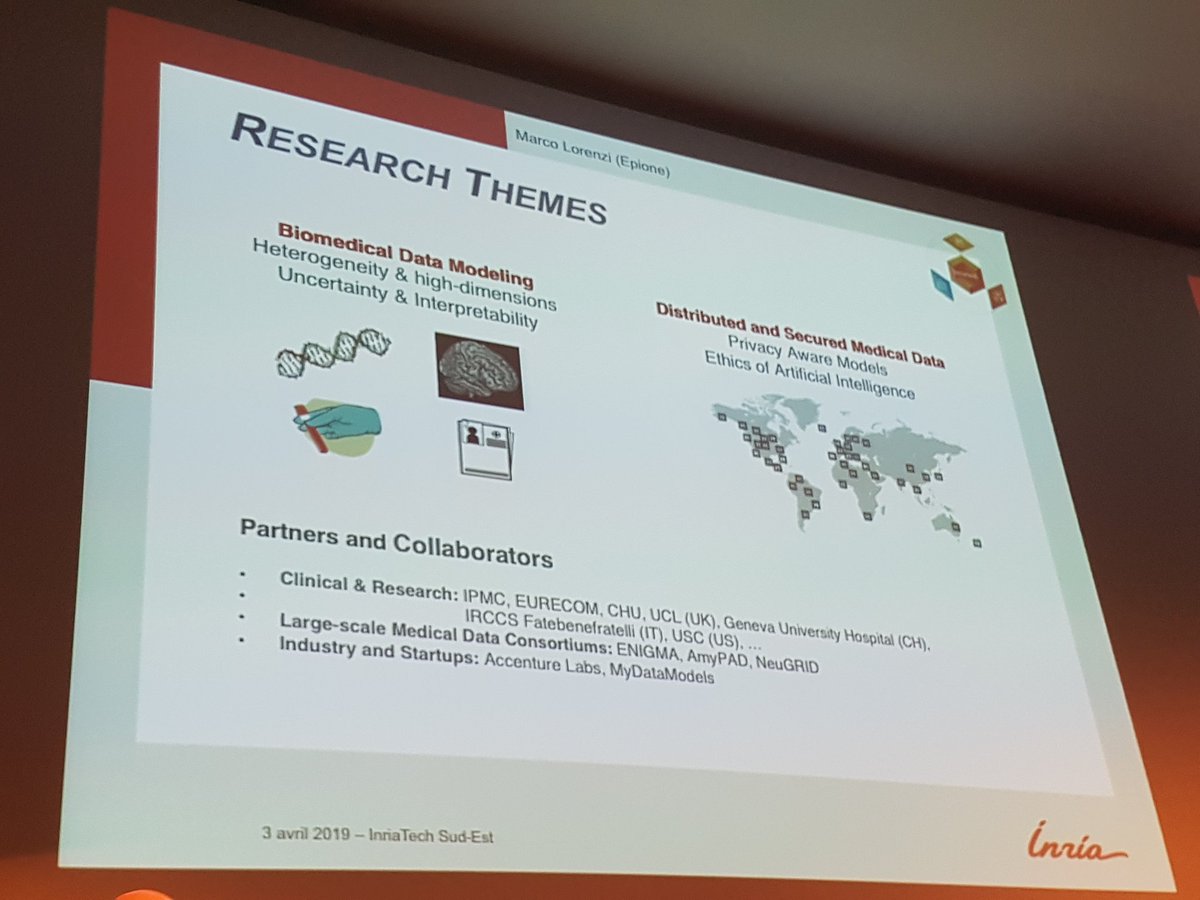 AgnesCortell's tweet photo. #inriatech @inria_sophia présentation des travaux de recherche de Marco Lorenzi @InriaEpione sur des applications #sante https://t.co/S0ZrplTVi5