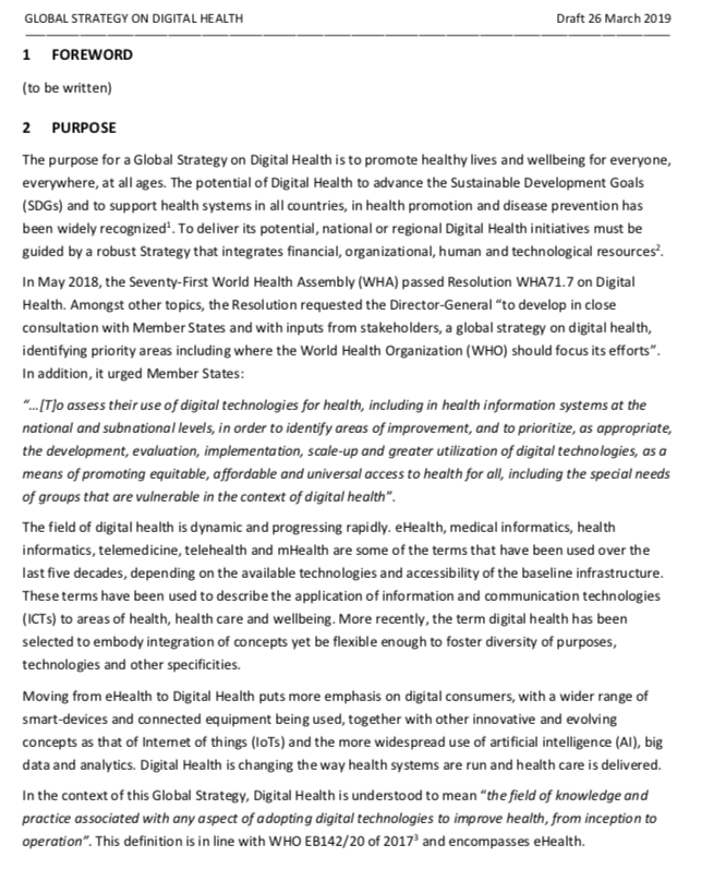 mHealthInsight's tweet photo. The @WHO have launched a Public Consultation on the "Draft Global Strategy on Digital Health" https://t.co/diMTvQvn2C Let's hope it goes further than the 2014 project with @Bupa, @IntDiabetesFed &amp; @ITU to embed #mHealth in diabetes care (that went nowhere) https://t.co/7EqN52noU4 https://t.co/fDjzo7At1m