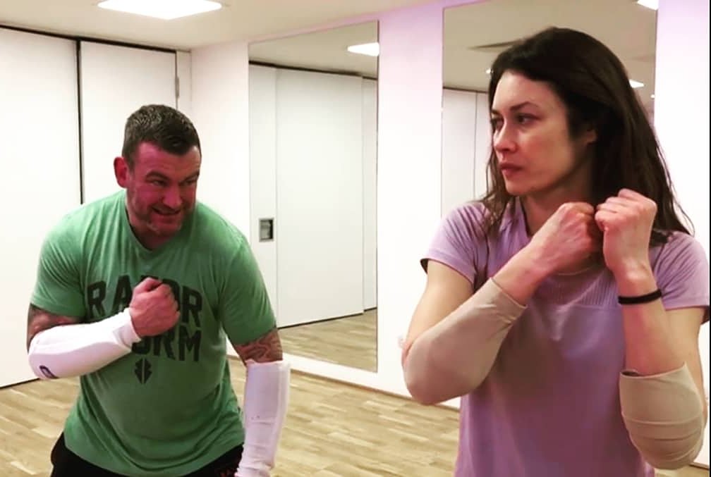 LeeACharles's tweet photo. Throwback to working with and preparing @OlyaKurylenko for her role in  "The Courier"... some great preparation put in for this movie.. #thecourier #actor #fightprep #razorstorm https://t.co/zWQgxT0A4s