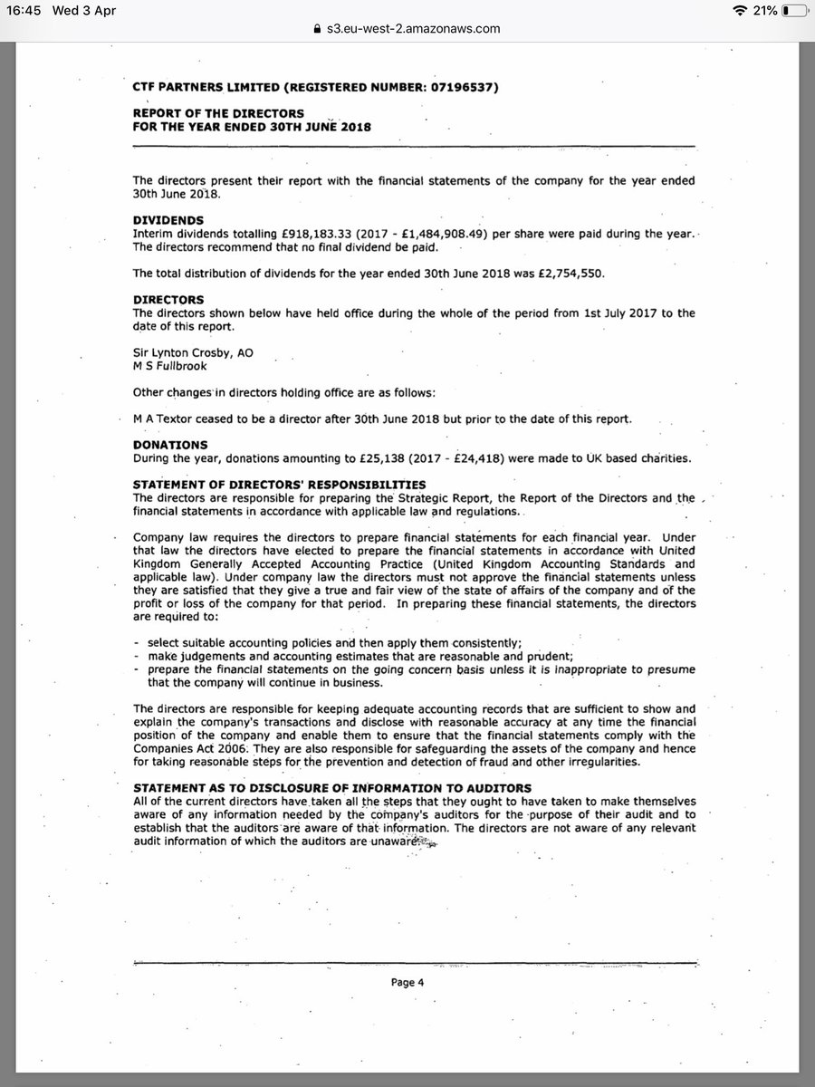 Companies House Docs for CTF Partners Limited indicate healthy operating profits and payments to shareholders.So who is paying them for this work, I wonder.?Who is behind Johnson and Davis (also receiving the benefit of trips paid by the company).