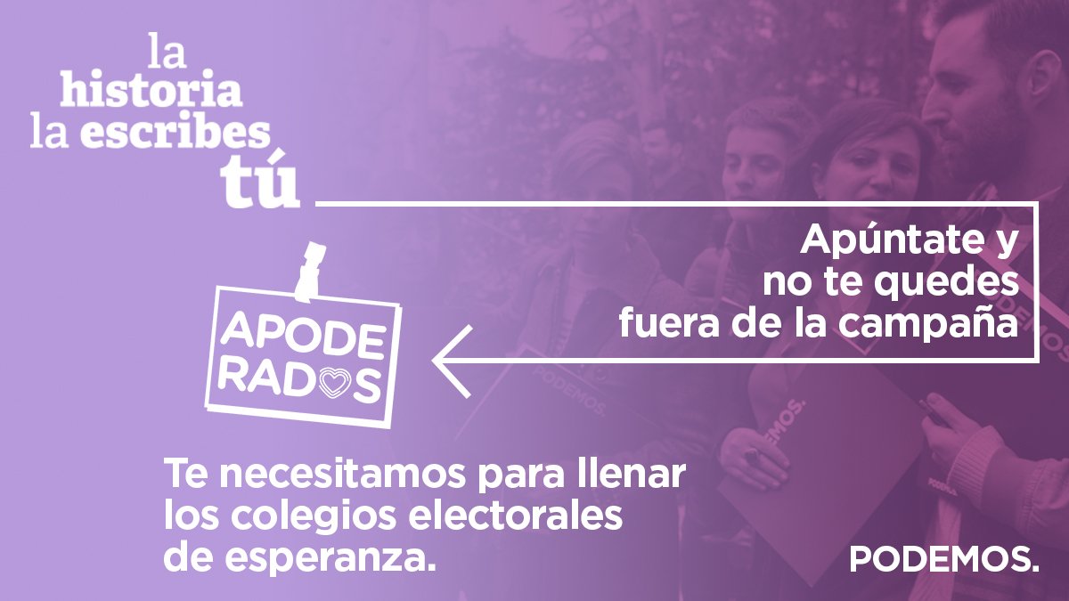Te necesitamos para llenar los colegios de esperanza. 
#EscribeLaHistoria y apúntate como apoderada/o en equipos.podemos.info