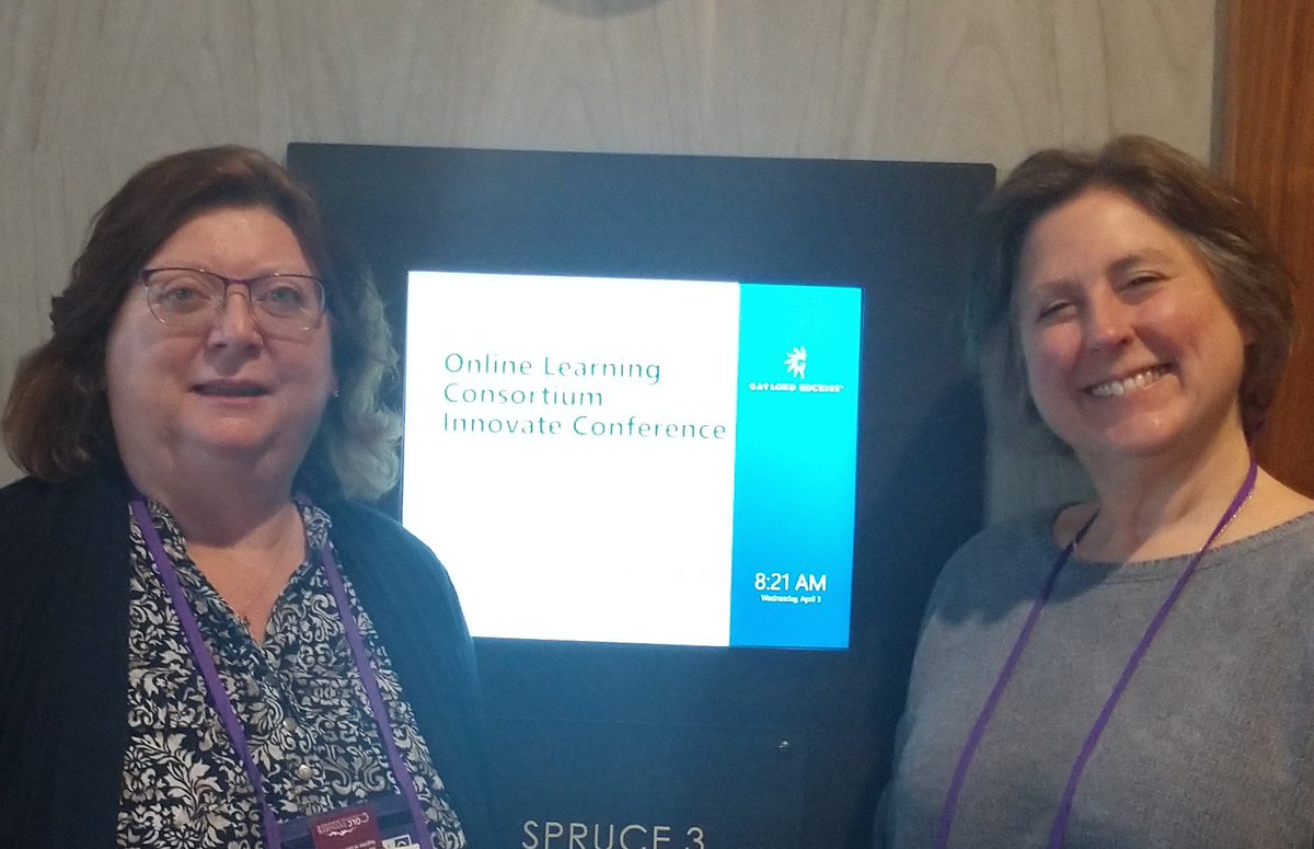 LedTlos's tweet photo. Great to connect in person at OLC Innovate! Amber Tatnail is a participant in the Leadership in Online Learning Mastery Series Lujean Baab facilitates. #OLCInnovate #LeadershipinOnlineLearning https://t.co/4nzJoWEx71