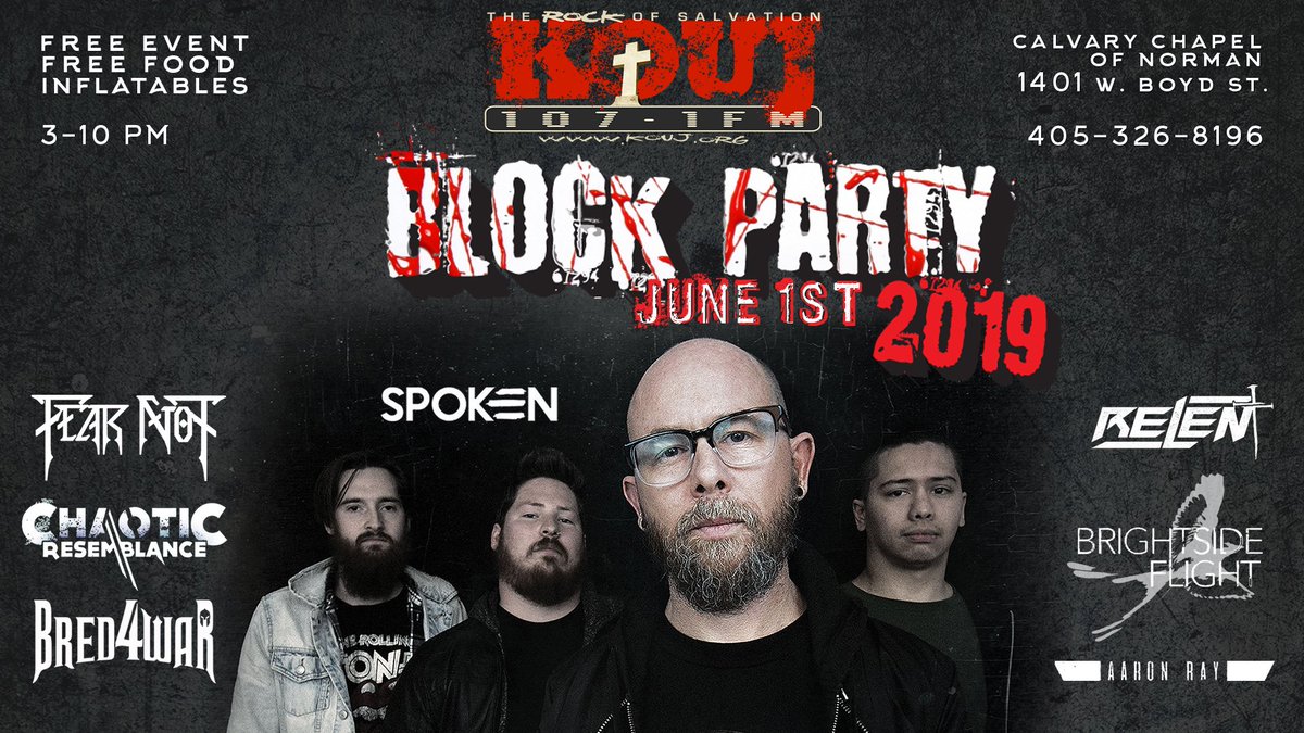 1071_Kouj's tweet photo. 🆓😎 KOUJ's 2nd Annual BLOCK PARTY is on June 1st! ◼️🎉 This is a FREE EVENT! ft. @SpokenOfficial , Fear Not, @RelentBand777 @CHAOTICRESEMBL  #bred4war, #brightsideflight, &amp; @AaronRaymusic ! There are Sponsorship Pkgs w/ 🎁 @ https://t.co/CdEdtxJdeE

#blockparty2019 #1071kouj https://t.co/61Comn2W40