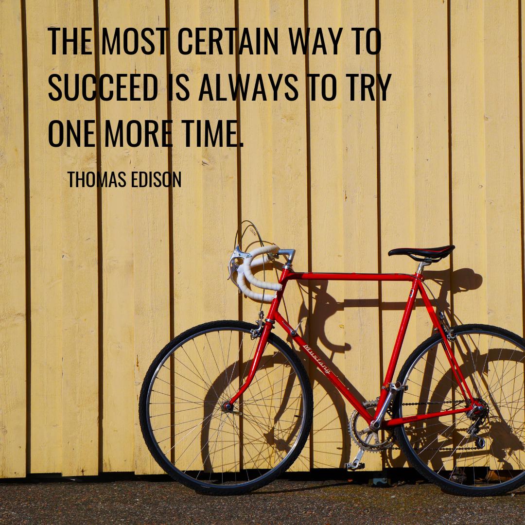 SarahManeCoach's tweet photo. Once you learn you never forget! #getbackon #quote #thomasedison #perseverance #determination https://t.co/9bw3Faphdo