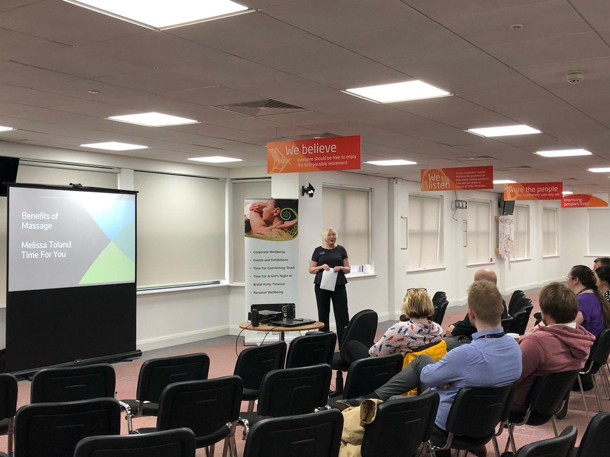 keygroupcareers's tweet photo. Today’s session on the benefits of massage. Thanks to Melissa Toland who discussed how massage can benefit the mind and body. #WellbeingWeek https://t.co/mfBdUppSDI