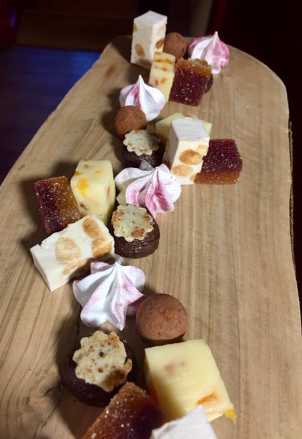 Brasteds's tweet photo. Our guests can always manage to squeeze in some of our delicious Petit Fours ~ How can you say no when they look (and taste) this good! Can you guess which one is which? #whitechocolatefudge #nougat #blackberrymeringue #saltedcarameltruffle #patedefruit #pralinechocolatetruffle https://t.co/ep0enWp1y8