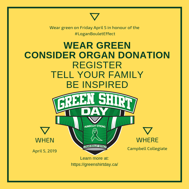 Luke_Fred_BST's tweet photo. @campbelltartans Join us in recognition of #GreenShirtDay on this Friday April 5 in support of the #LoganBouletEffect https://t.co/wyZFoQ3npN