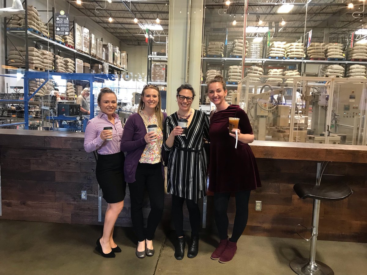 InteroDigital's tweet photo. We cannot start our day without a delicious cup of freshly brewed coffee! Here, some of our team members are enjoying a cup of joe at @TheRoasterie while visiting a client in K.C. #KansasCity #ClientTrip #Coffee #CoffeeandContent https://t.co/GAeyfSDqc5