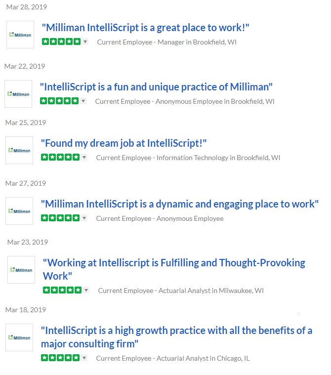 UlicBelouve's tweet image. If @Glassdoor review states numerous #infosec problems, including #workplaceviolence, do not bury the problem beneath a rush of 5-star reviews from current employees, all end of March. #Shameful for Milliman Intelliscript. @MillimanHealth @eadshickles glassdoor.com/Reviews/Employ…  1/2