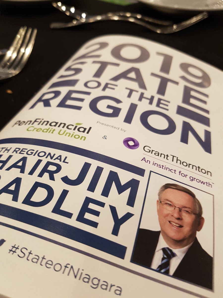 Great to hear Chair Bradley talking about teamwork this afternoon at #StateofNiagara along with the group from <a href="/EntCanada/">Enterprise</a>