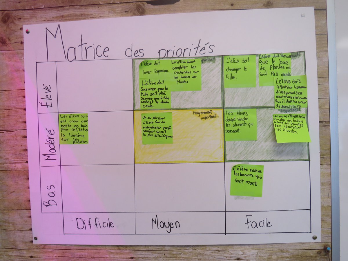 5mlClasse's tweet photo. Matrice des priorités du système aquaponique! 👍😁 https://t.co/UDCnGKZr3S