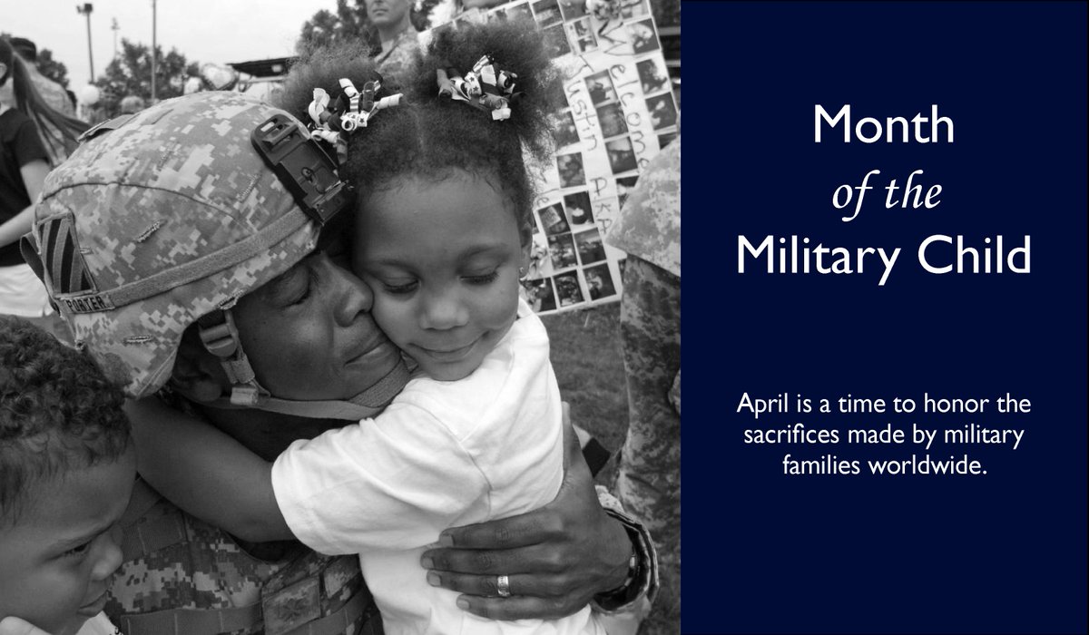 The month of April is the Month of the Military Child. Help us recognize the contributions and personal sacrifices made by military children and families.

#MonthOfTheMilitaryChild #MilKid #MilitaryChild